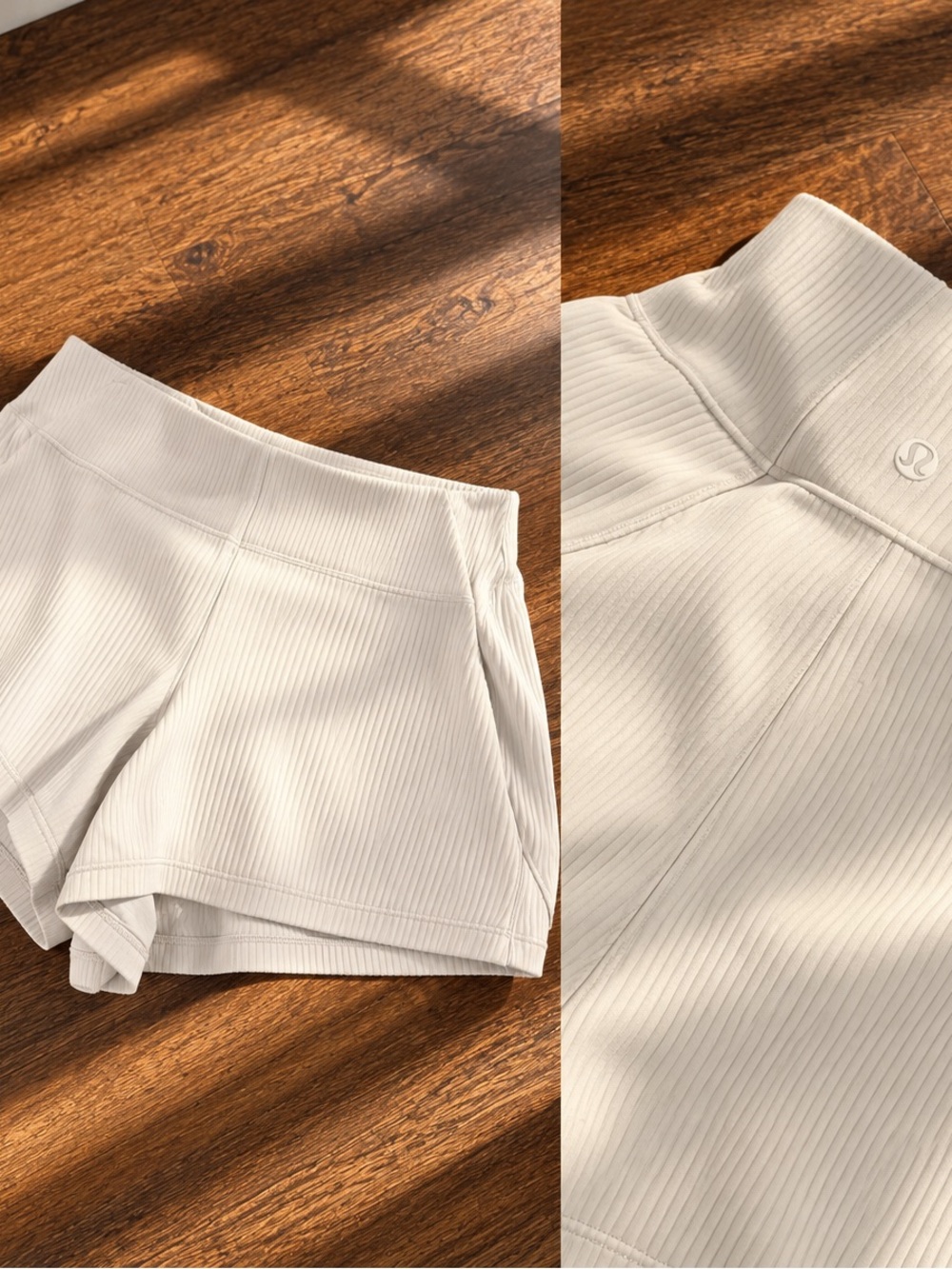 lululemon athletica White Ribbed High-Rise Athletic Shorts